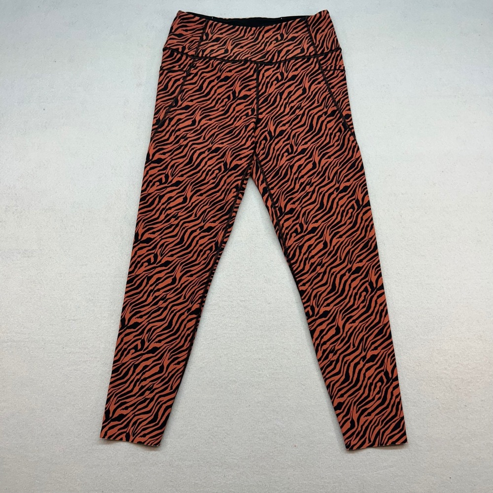 Victoria's Secret Tiger Stripe Leggings Orange Black Animal Print Pockets Medium